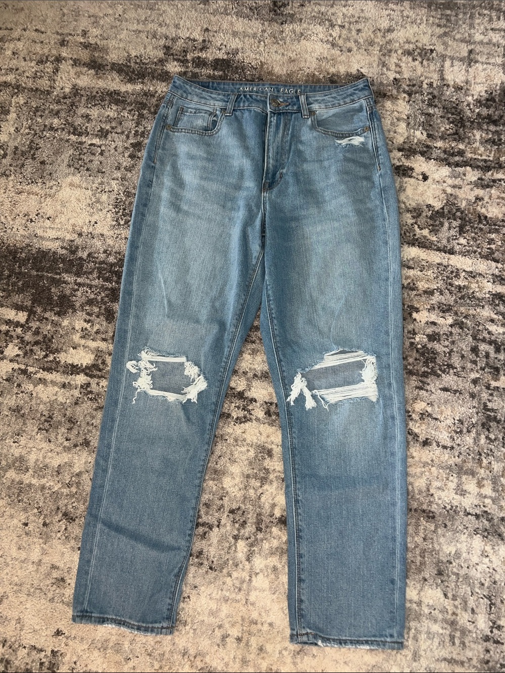 American Eagle Outfitters Distressed Light Blue Mom Jeans